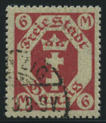 6 M. rotkarmin, sauber gestempeltes Prachtstück, bestens gepr. ...